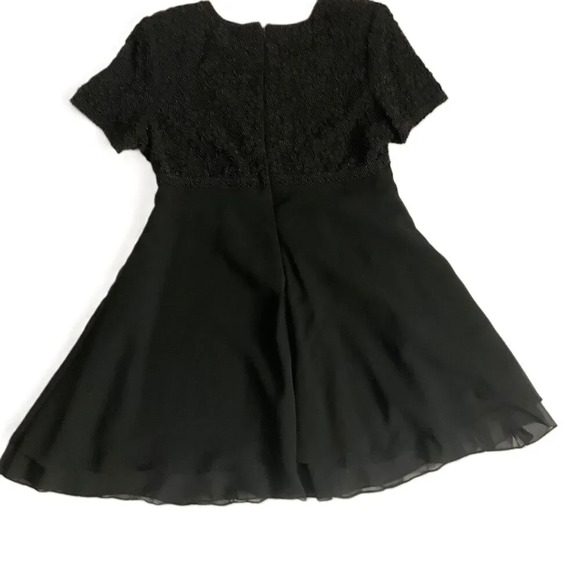 Vintage Black Heavily Beaded Short‎ Sleeve A Line Dress Large - Picture 4 of 5